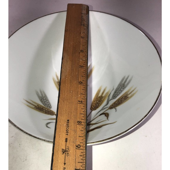 Noritake China Wheaton 9” Round Serving Bowl 5414 W/wheat Stalk Design&Gold Trim - Picture 2 of 4